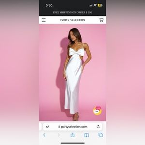 HelloMolly All the likes midi dress satin bow white dress with cutouts